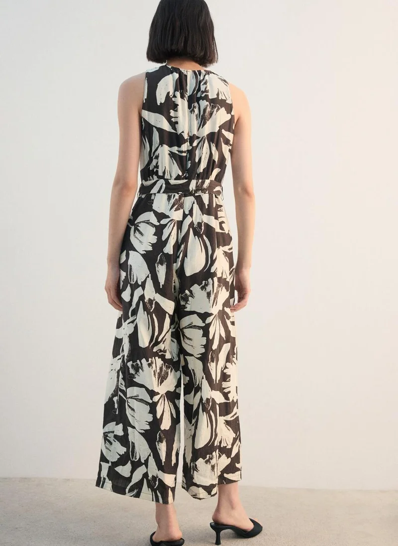 Mango  Printed cropped jumpsuit with belt for Women | Best Price UAE